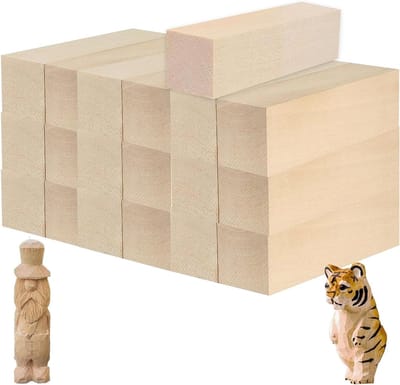 Allecto Plus - 20 stuks houtblokken knutselen voor groot knutselplezier - houtstukken snijhout balsahout - afmeting 10 x 25 x 25 cm