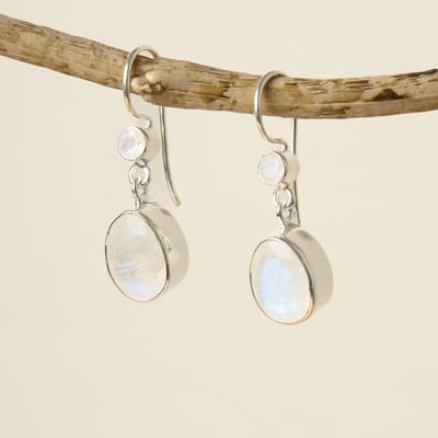 diluna.nl - Oorbellen Maansteen - 925 sterling zilveren edelsteen sieraden