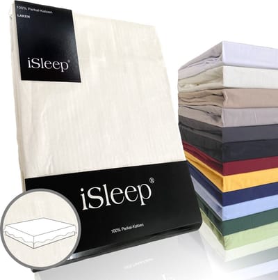 iSleep Perkal Laken - 100% Perkal Katoen - Eenpersoons - 160x270 cm - Licht Beige
