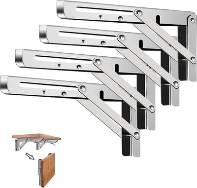 Zware Opvouwbare Plankbeugels RVS - Wandmontage Steunen voor Werkbank of Tafel
