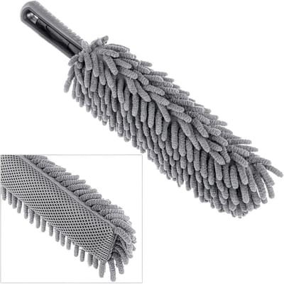 Microvezel Velgenborstel - Velgenreiniger Chenille Borstel - Auto Wassen - Dubbelzijdige Reiniging - 34 cm - Grijs