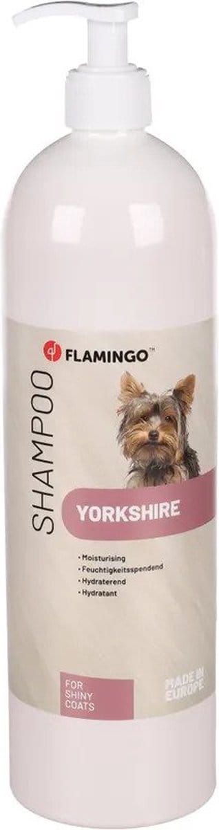 Hondenshampoo Yorkshire Terriër – 1L – met jojobaolie – verzorgende en hydraterende hondenshampoo – Flamingo vachtverzorging
