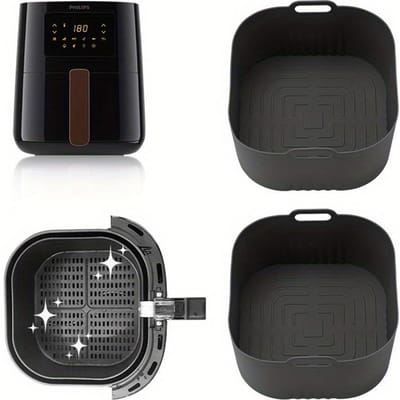 2 stuks Siliconen Airfryer Bakpan met Philips HD9252 HD9200 HD9255 Model Airfryers Cadeau Home Keukenaccessoires Makkelijk Schoon te Maken black