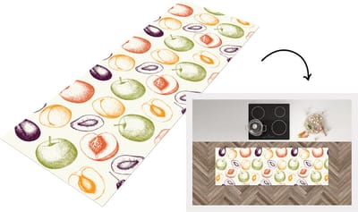 Keukenloper - Loper keuken - Patroon - Eten - Illustratie - 150x50 cm - Keukenloper vinyl