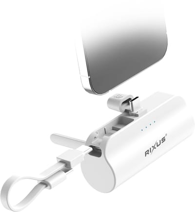 Rixus RXPB98W Mini Click-On Powerbank USB-C 5000mAh White