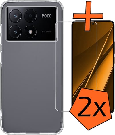 Hoes - Met 2x Screenprotector - Geschikt voor Xiaomi Poco X6 Pro 5G - Sterk & Shockproof - Back Cover - Siliconen Case - Telefoon Hoes - Transparant