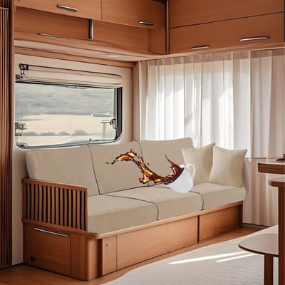 Stoelhoes, Antislip Camper Zitkussenhoes Met Elastic-band En Vetersluiting, Sofa Kussenhoes Voor RV Auto Motorhome (W 100-125 cm, D 50-70 cm,Beige)