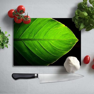 Glassnijplank - Groene Blad - Glazen Snijplanken - 35×25 cm - 4mm