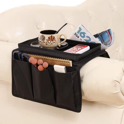 Oneay 1 Pack - Opbergtas voor de armleuning van de bank met bekerhouder. Geschikt voor relaxfauteuils, banken en fauteuils. Te gebruiken voor het opbergen van mobiele telefoons, tablets, boeken, tijdschriften, drankjes, enz.