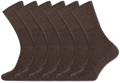 Heren sokken zonder elastiek | Wollen sokken | Merk: Basset | Kleur: Bruin | Maat: 39 t/m 47 | 6 Paar