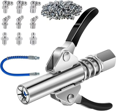 Vetpers Adapterset - Vetspuit Mondstukken - Machine Onderhoud - 62 Delige Set - 30 cm Slang - Metaal