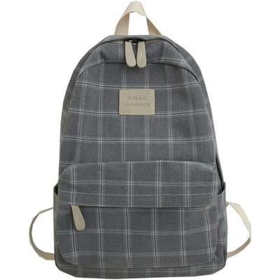 WTEMPO Meisjes College Schooltas Casual Eenvoudige Dames Rugzak Ruitjes Streep Boek Rugzakken Merk Reis Schoudertas Rugzak 30*14*40cm gray