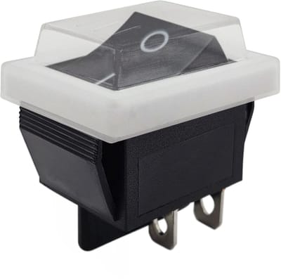 ProRide Wipschakelaar ON-OFF KCD4-202 - met Wit Beschermkapje - 2 Polig - 250V/16A - 30x22mm - Zwart zonder controlelampje
