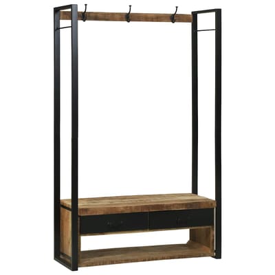 vidaXL - Kledingrek - met - lade - Bruin - 110 - x - 40 - x - 179 - cm - Massief - mangohout