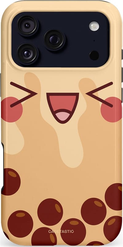 Casetastic hoesje geschikt voor Apple iPhone 17 Pro Max - MagSafe - Dubbellaagse bescherming - Smeltende caramel bolletjes - Fashion Case - Zand Perzik Bordeaux