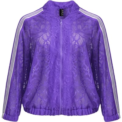 Dames sweatshirt jack met rits en veters met strepen Mat Fashion Sport