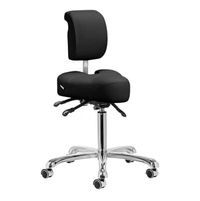 Giovanni 1005 Ergonomische Podologie Zadelkruk met Rugleuning Zwart – Cosmetische Kruk & Kapperskruk voor Pedicure en Schoonheidsspecialist