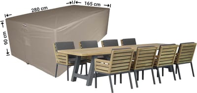 Raffles Covers Tuinsethoes - 280 x 165 H: 90 cm - RDS280165 - Waterdicht - Ademend - UV-bestendig - Elastisch rijgkoord - Beschermhoes tuinmeubelen - Hoes voor tafel en stoelen