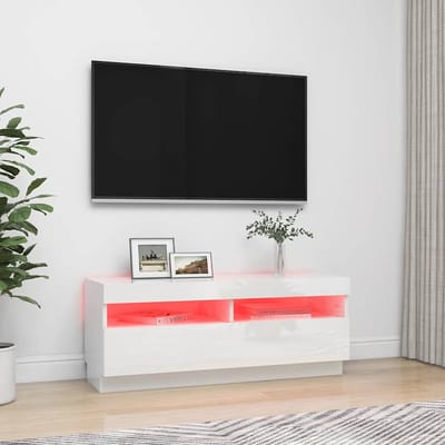 vidaXL - Tv-meubel - met - LED-verlichting - 100x35x40 - cm - hoogglans - wit