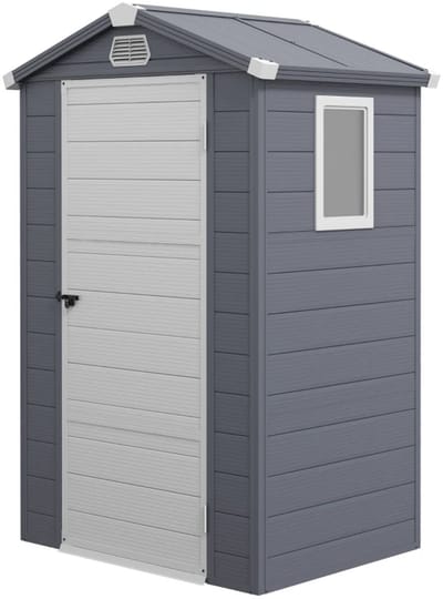 Tuinschuur - 133 x 102 x 180/208 cm - Tuinhuisje met Afsluitbare Deur - Weerbestendig - Gereedschapsschuur - Opslagruimte Tuin - Tuingereedschap Bewaren - Buitenschuren - Tuinhuis - Donkergrijs