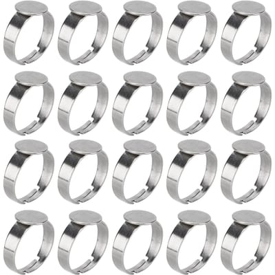 20 stuks Blanco Ringen DIY Verstelbare RVS Platte Ringen Basissen voor Mannen Vrouwen Sieraden Ambacht gray