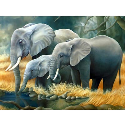Diamant schilderij volledige boor olifant patroon strass diamant borduurwerk dier kristal schilderij 20X30CM gray