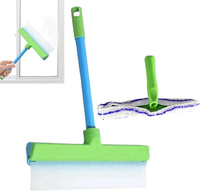 Glazen Schrapermes - Ruitenreiniger Waterwisser - Douche Schoonmaken - Flexibele Siliconen Rand - 30 cm - Blauw