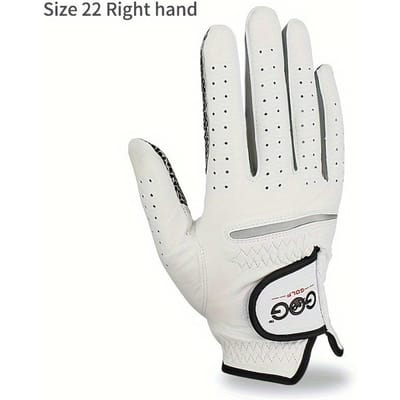 Un Gant de Golf GOG Authentique Gauche/Droit, Importation Indonésienne Peau de Mouton Gants Antidérapants pour le Sport Masculin Size 22 Right Hand blanc