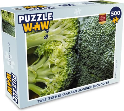 Puzzel Twee tegen elkaar aan liggende broccoli's - Legpuzzel - Puzzel 500 stukjes