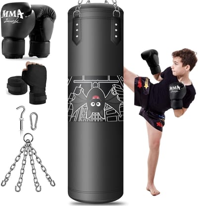 Dailygoods - Bokszak voor kinderen, zonder vulling, 3 tot 12 jaar, MMA, kickboksen, karate, Muay Thai, karate, vechtsport, fitnessstudio, judo, taekwondo-training, bokszak set