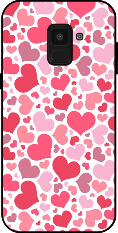 Smartphonica Telefoonhoesje Geschikt voor Samsung Galaxy A8 2018 met Hartjes Print - Hearts Design TPU Backcover Case - Kinder Hoesje met Hartjes Design geschikt voor Samsung Galaxy A8 2018