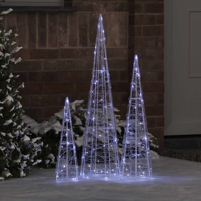 vidaXL Kerstboom 3 st 90 LED's Koudwit 20 x 20 x 80 cm Acryl