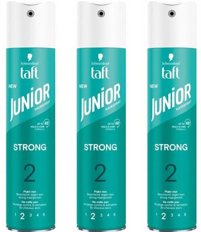 Taft Junior Haarlak - Strong - 3 x 250 ml - Voordeelverpakking