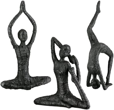 Gilde Handwerk - Beeld - Sculptuur - Yoga - Set van 3 - Polyresin - Hoogte 38.5cm