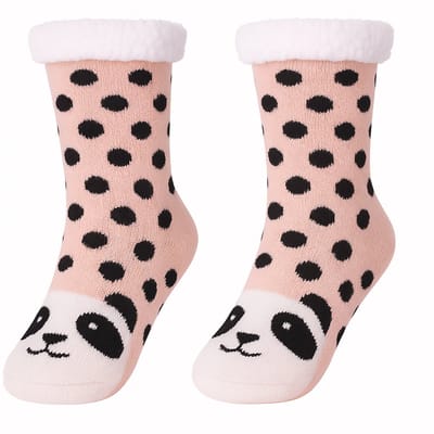 Budino® Huissokken - Verwarmde sokken - Antislip Sokken - Warme Sokken - Dikke Sokken - Anti Slip - Fluffy Sokken - Dames en Heren - Pandabeer
