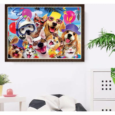 Diamantborduurwerk Feest Honden Mozaïek Kristal Ronde Boor Diamantschilderij Sticker Decor Schilderijen 20X30CM gray
