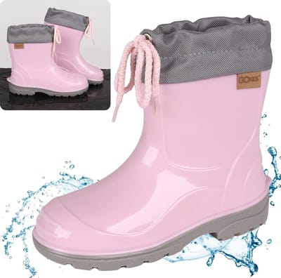 LEMIGO KIMMY Regenlaarzen voor kinderen met bies - waterdichte regenlaarzen met antislipzool, roze