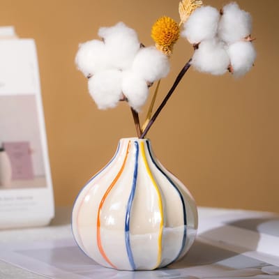 Dailygoods- Keramische Vaas Handgemaakt - Moderne Regenboogvaas - Boho Bloemenvazen - Woonkamervazen - Esthetische Decoratie - Uniek Design - Decoratieve Vaas