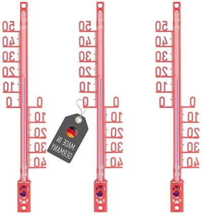 Tuinthermometer Analoog - Buitenthermometer Weerbestendig - Temperatuur Meten - Duidelijk Afleesbaar - 3 stuks - Rood