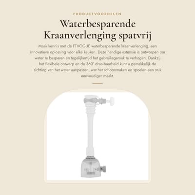 Dailygoods- Kraanverlengstuk 18cm - Flexibele Slang - 360° Rotatie - Waterbesparend - Spatvrij - Hoogwaardige ABS Materialen - Kraanaccessoire