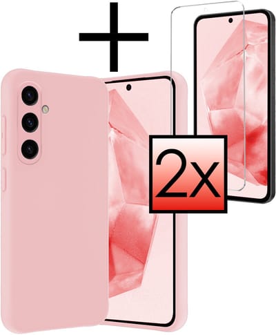 Hoesje - Met 2x Screenprotector - Geschikt voor Samsung Galaxy A36 - Sterk & Shockproof - Back Cover - Siliconen Case - Telefoon Hoes - Lichtroze
