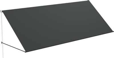 Knikarmscherm - Intrekbaar - Met Koord - Aluminium Steunstang - Balkonzonwering - Zonwering - Voor Ramen, Terras En Balkon - 350x145 cm - Antraciet - NAIZY