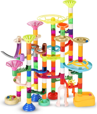 Marble Track Super Run Set - complete knikkerbaan set voor kinderen - inclusief kleurrijke onderdelen voor bouwen en racen - stimuleert creativiteit, logisch denken en motoriek - duurzaam en stevig materiaal - ideaal voor thuis en speelafspraken
