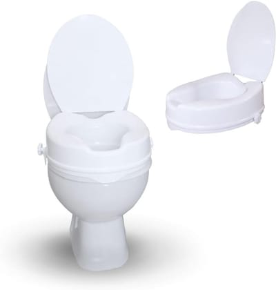 Toiletverhoger - WC Verhoogd - Veiliger Zitten - Inclusief Deksel - 10 cm Hoog - Wit
