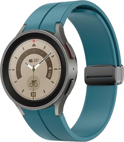 By Qubix - D-buckle sportbandje 20mm - Blauwgroen - Geschikt voor Samsung Galaxy Watch 7 (40 & 44mm) - Galaxy Watch FE - Galaxy Watch 6 - Galaxy Watch 6 Pro - Galaxy Watch 5 - 5 Pro - Galaxy Watch 4 - 4 Classic