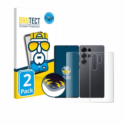 BROTECT - Screenprotector voor Samsung Galaxy S25 Ultra (Voor+Achter) - Folie Beschermfolie transparant volledig dekking - 2 Stuks