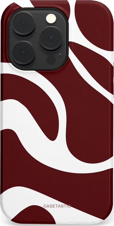Casetastic Hoesje Geschikt voor Apple iPhone 14 Pro Magsafe - Stijlvolle Beschermende Duo-layer Case - Bordeaux Swirl
