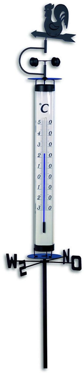 TFA Tuin Thermometer - met windwijzer - 138 cm - buiten thermometer - RVS