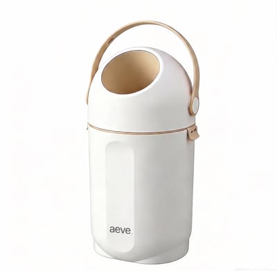 AEVE Twist Luieremmer 16 Liter – Ruimte voor 32 Luiers - Geurvrij – Geschikt voor Universele Zakken – Design Babykamer – Wit Beige