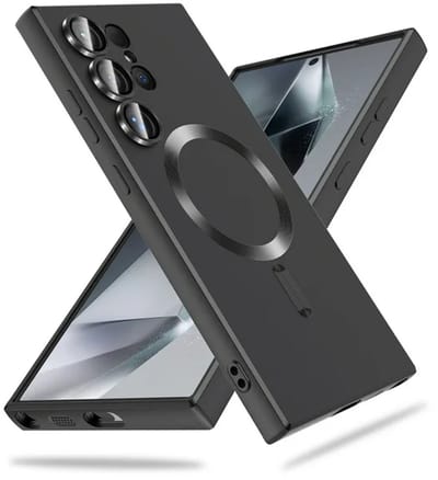 Casemania Hoesje Geschikt voor Samsung Galaxy S25 Ultra - Zwart - Matte Siliconen Back Cover - Geschikt voor MagSafe